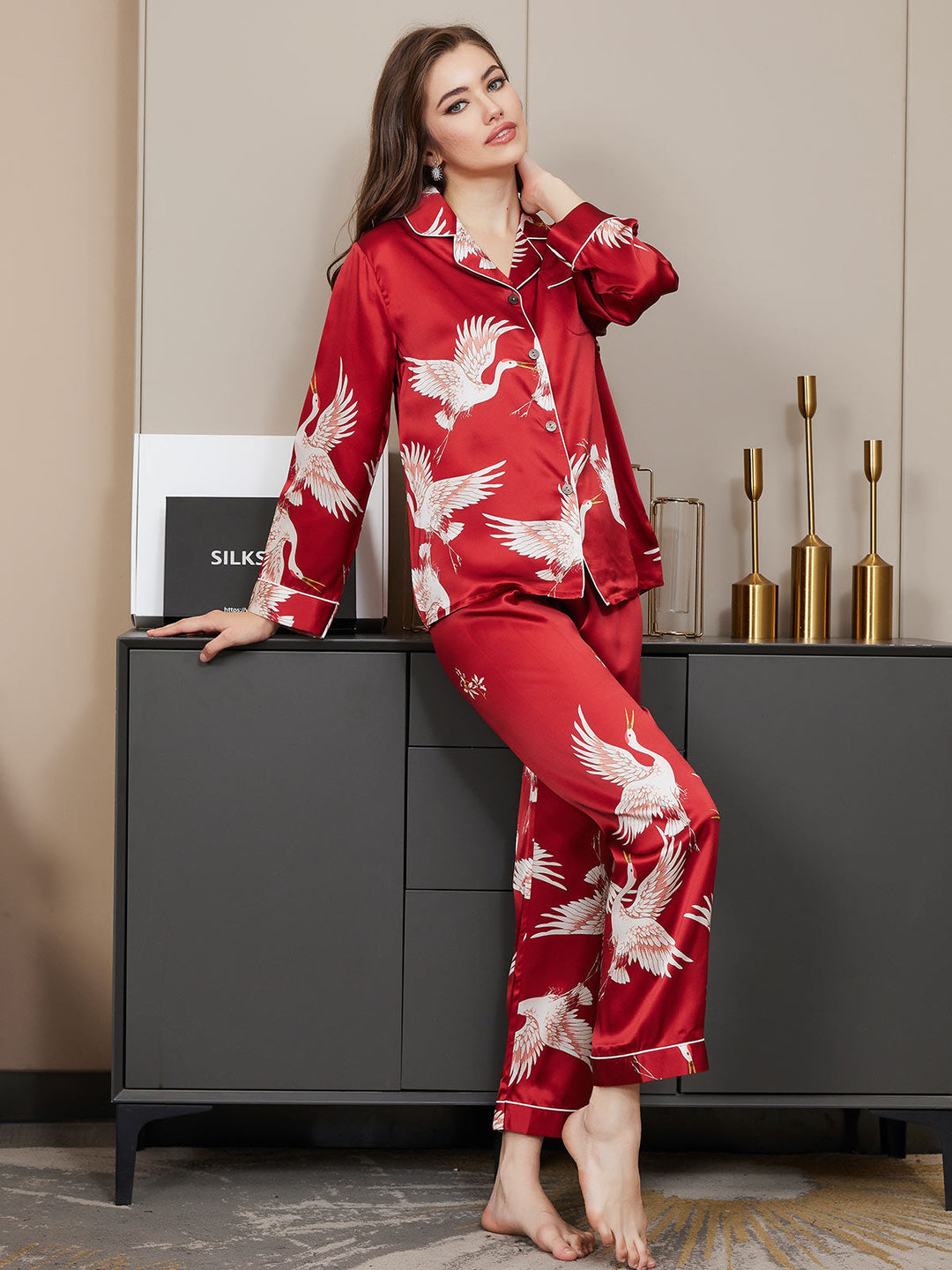 Seraphina | Printed Satin Pajama Set