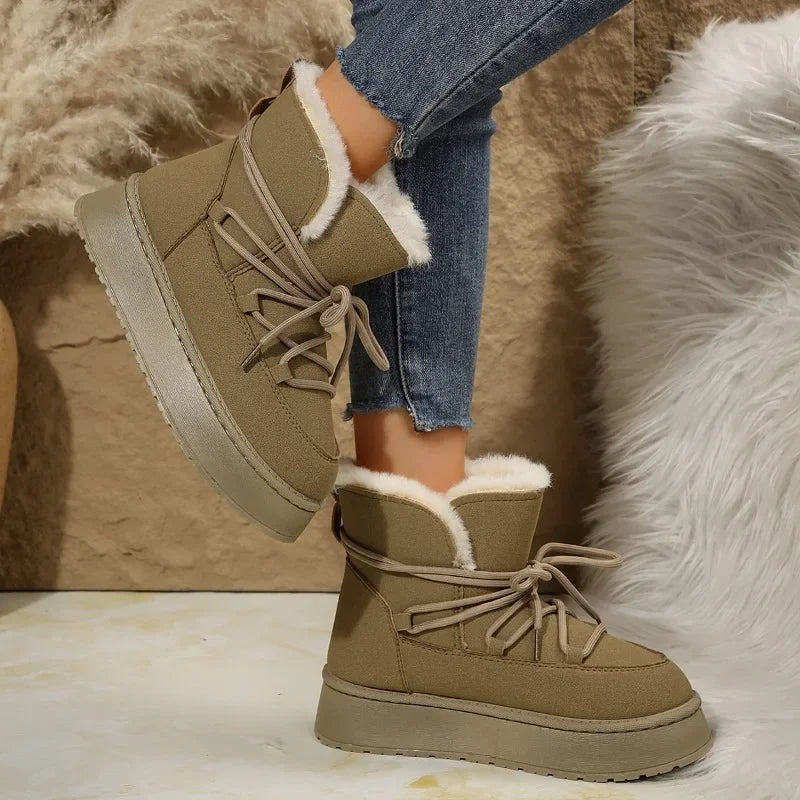 Carissa | Plush Lace-up Snow Boots