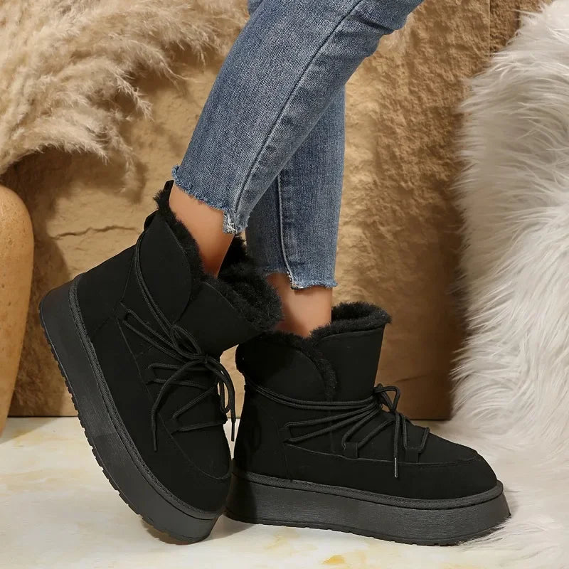 Carissa | Plush Lace-up Snow Boots