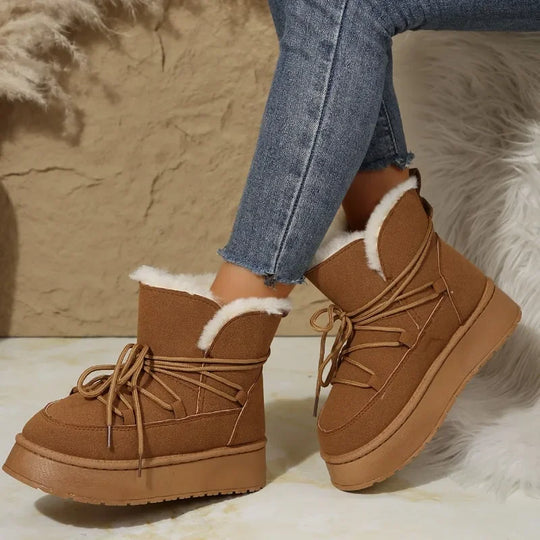 Carissa | Plush Lace-up Snow Boots