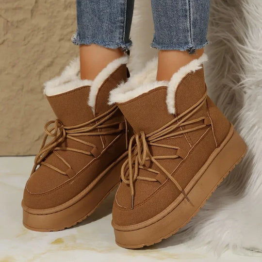 Carissa | Plush Lace-up Snow Boots